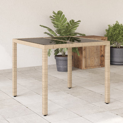 Mesa De Jardín Superficie De Vidrio Ratán Pe 90X90X75 Cm