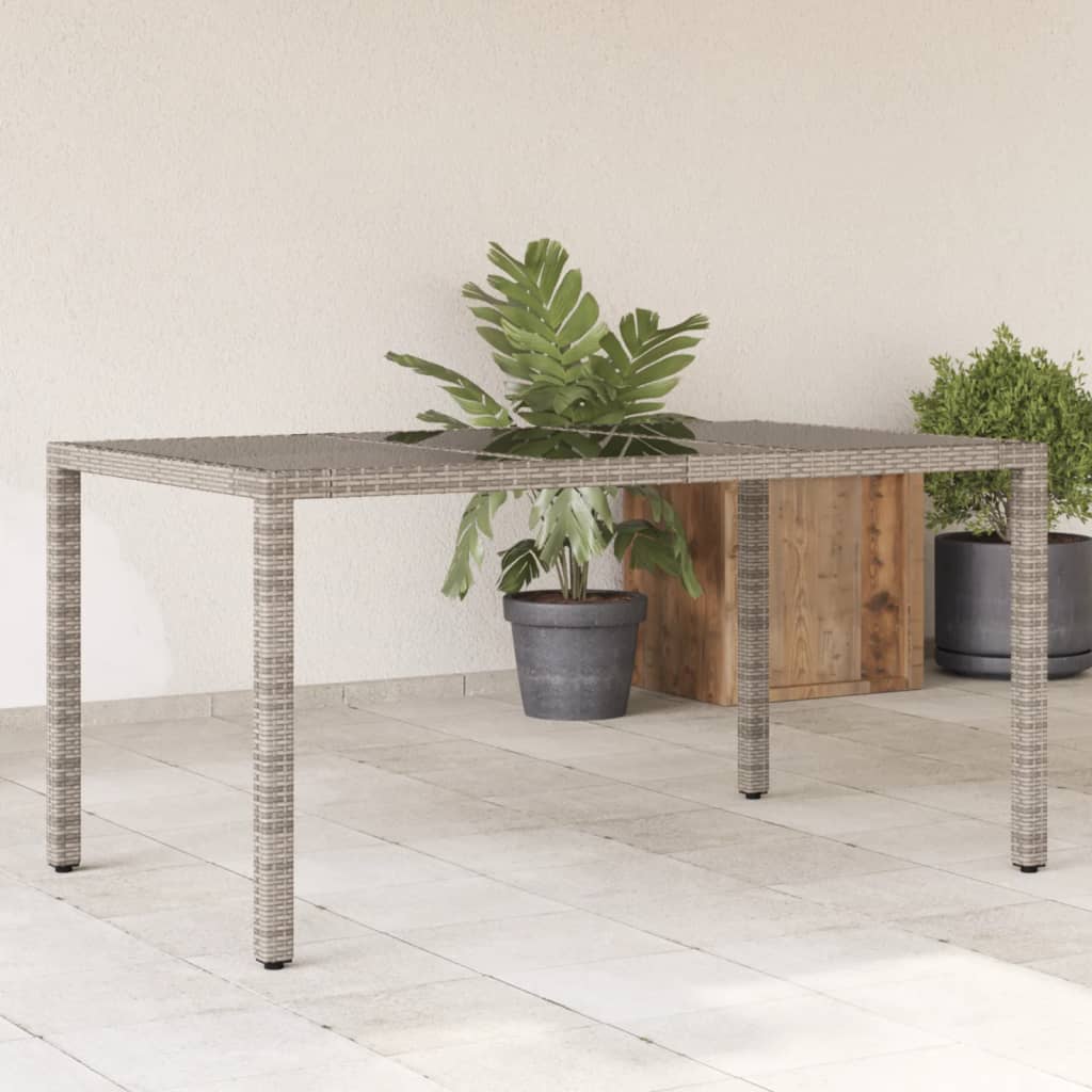 Mesa De Jardín Superficie De Vidrio Ratán Pe 150X90X75 Cm