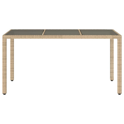 Mesa De Jardín Superficie De Vidrio Ratán Pe 150X90X75 Cm