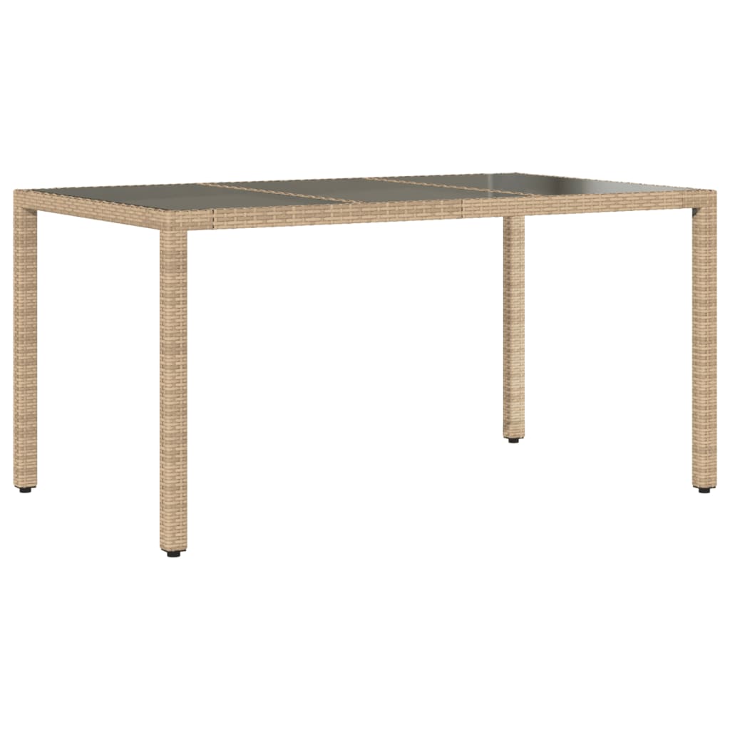 Mesa De Jardín Superficie De Vidrio Ratán Pe 150X90X75 Cm