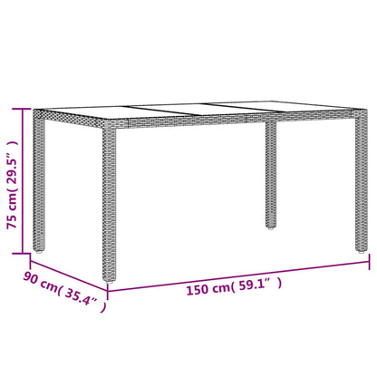 Mesa De Jardín Superficie De Vidrio Ratán Pe 150X90X75 Cm