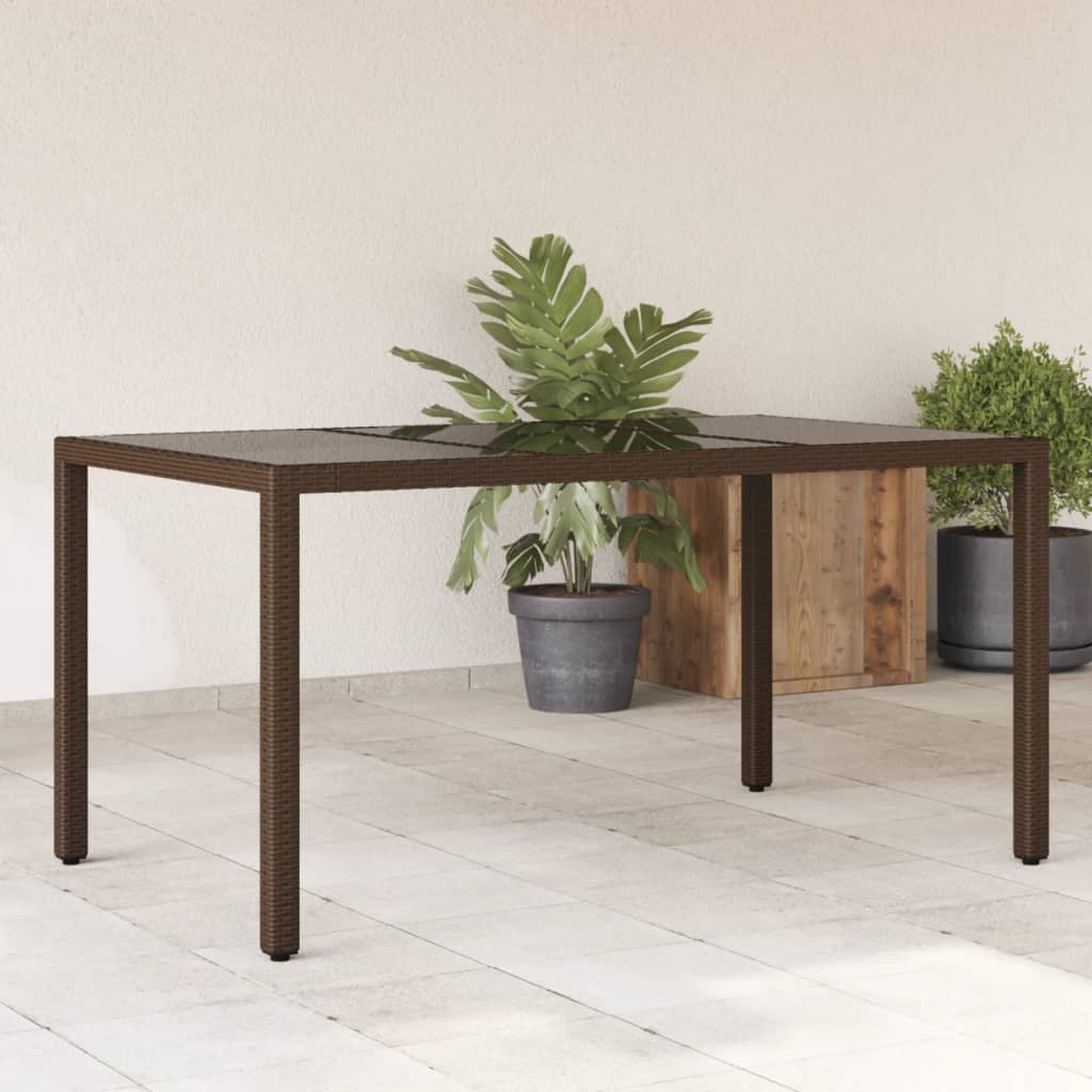 Mesa De Jardín Superficie De Vidrio Ratán Pe 150X90X75 Cm