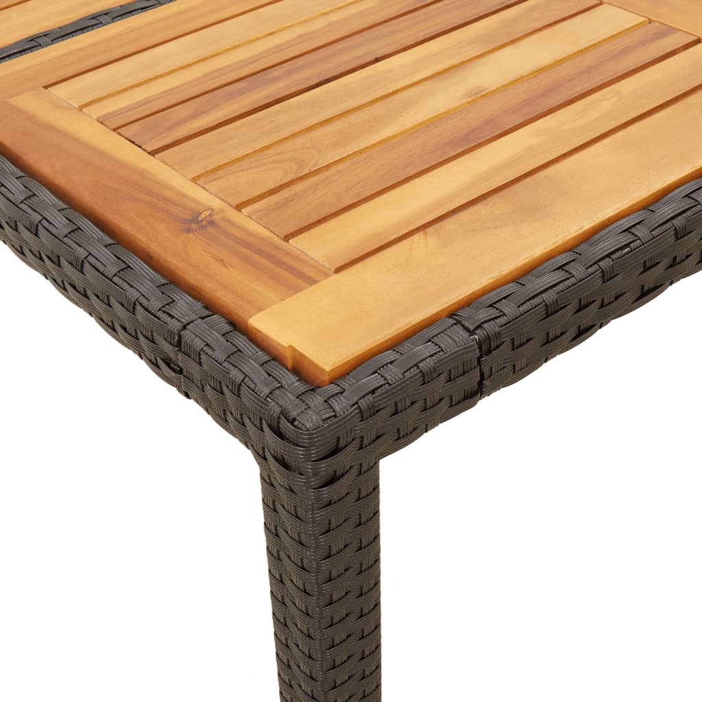 Mesa De Jardín Superficie Madera Acacia Ratán 150X90X75Cm