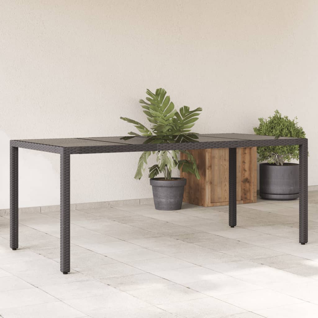 Mesa De Jardín Superficie De Vidrio Ratán Pe 190X90X75 Cm