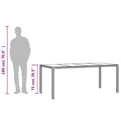 Mesa De Jardín Superficie De Vidrio Ratán Pe 190X90X75 Cm
