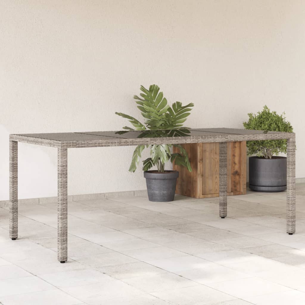 Mesa De Jardín Superficie De Vidrio Ratán Pe 190X90X75 Cm
