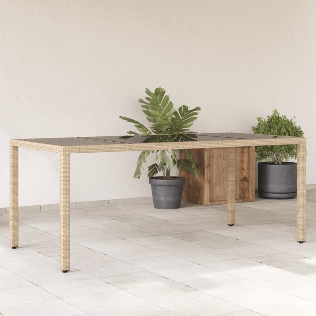 Mesa De Jardín Superficie De Vidrio Ratán Pe 190X90X75 Cm