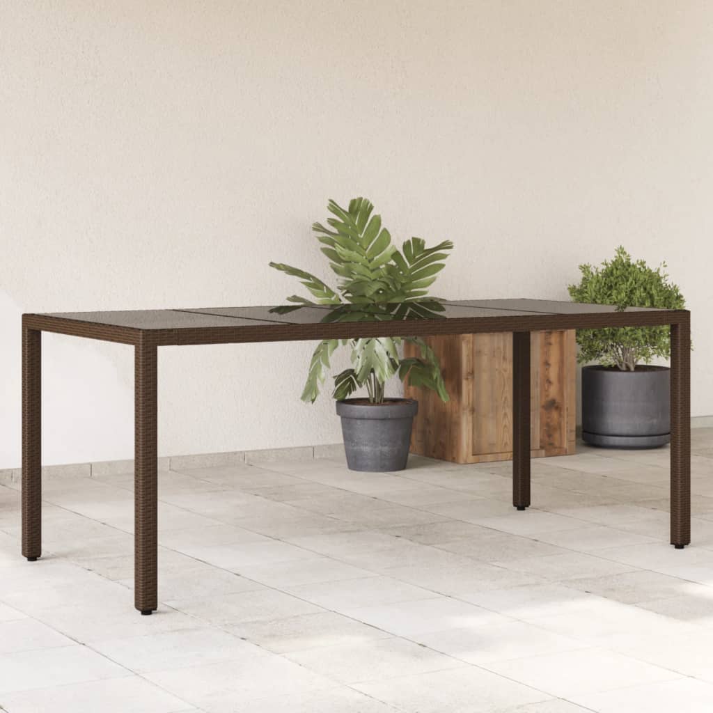 Mesa De Jardín Superficie De Vidrio Ratán Pe 190X90X75 Cm