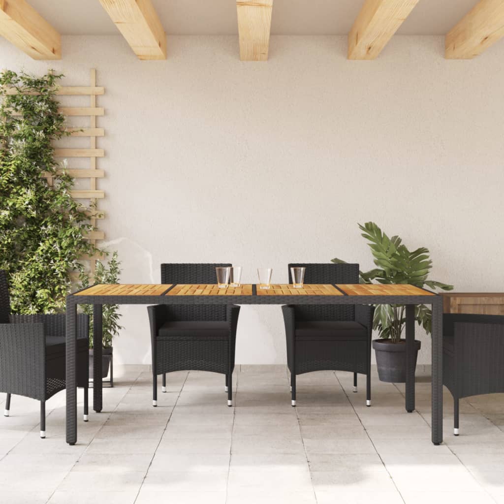 Mesa De Jardín Superficie Madera Acacia Ratán 190X90X75Cm