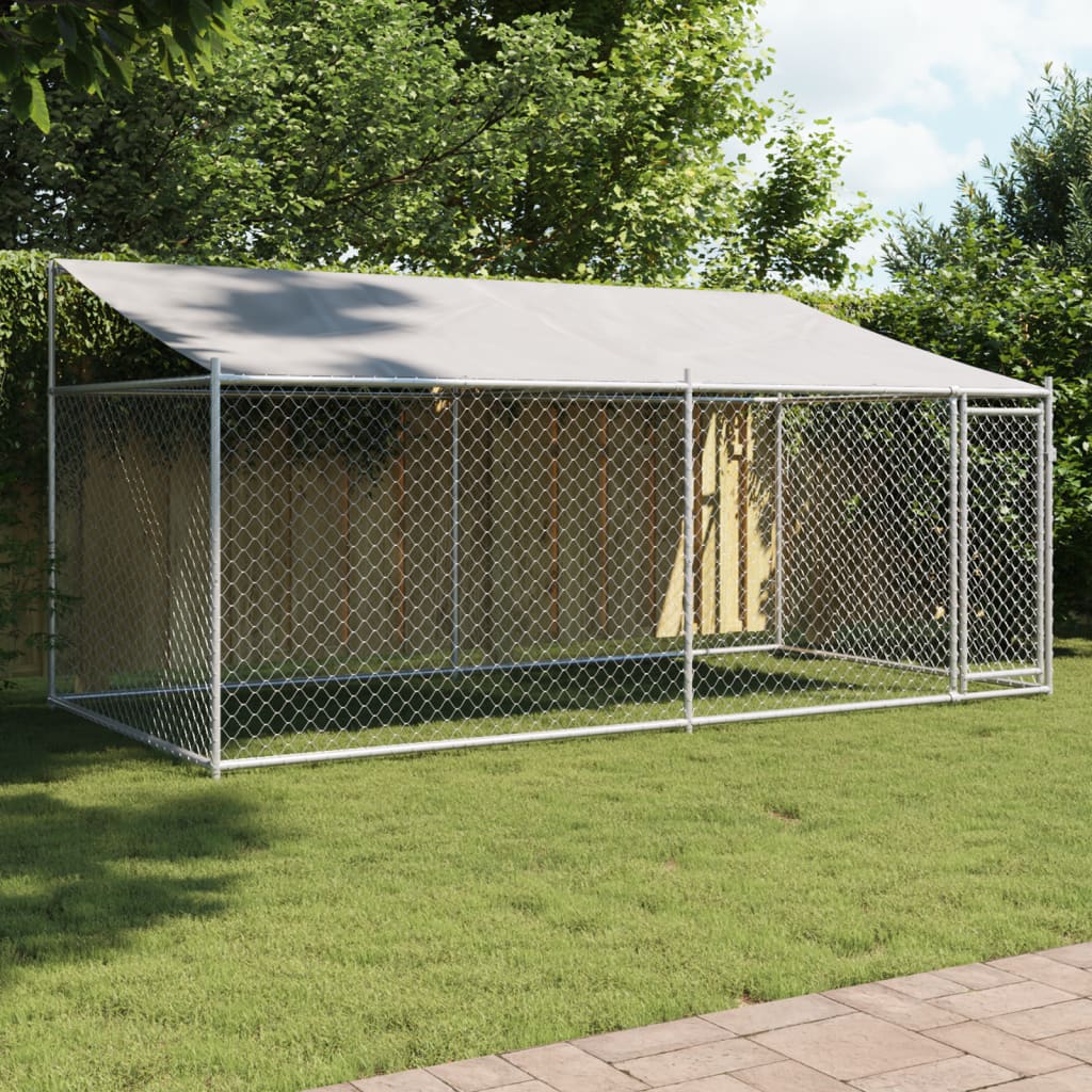 Jaula Para Perro Con Techo Plateado 200 X 200 X 258 Cm