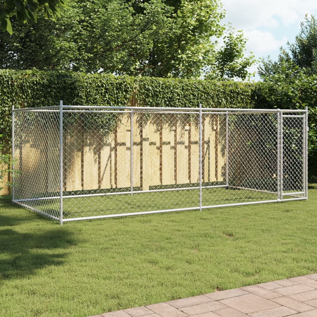 Jaula Para Perro Plateado 200 X 200 X 200 Cm Acero Galvanizado