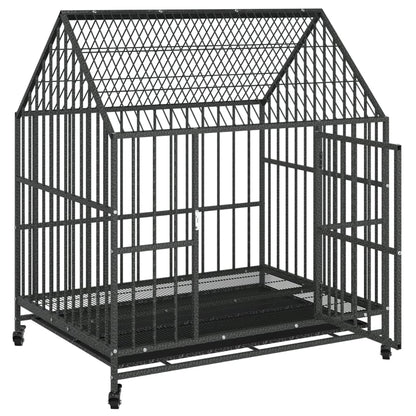 Jaula Para Perros Con Ruedas Acero Galvanizado Negro