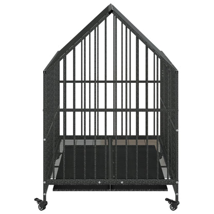 Jaula Para Perros Con Ruedas Acero Galvanizado Negro