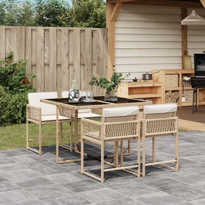 Set De Comedor De Jardín 9 Pzas Y Cojines Ratán Sintético Negro
