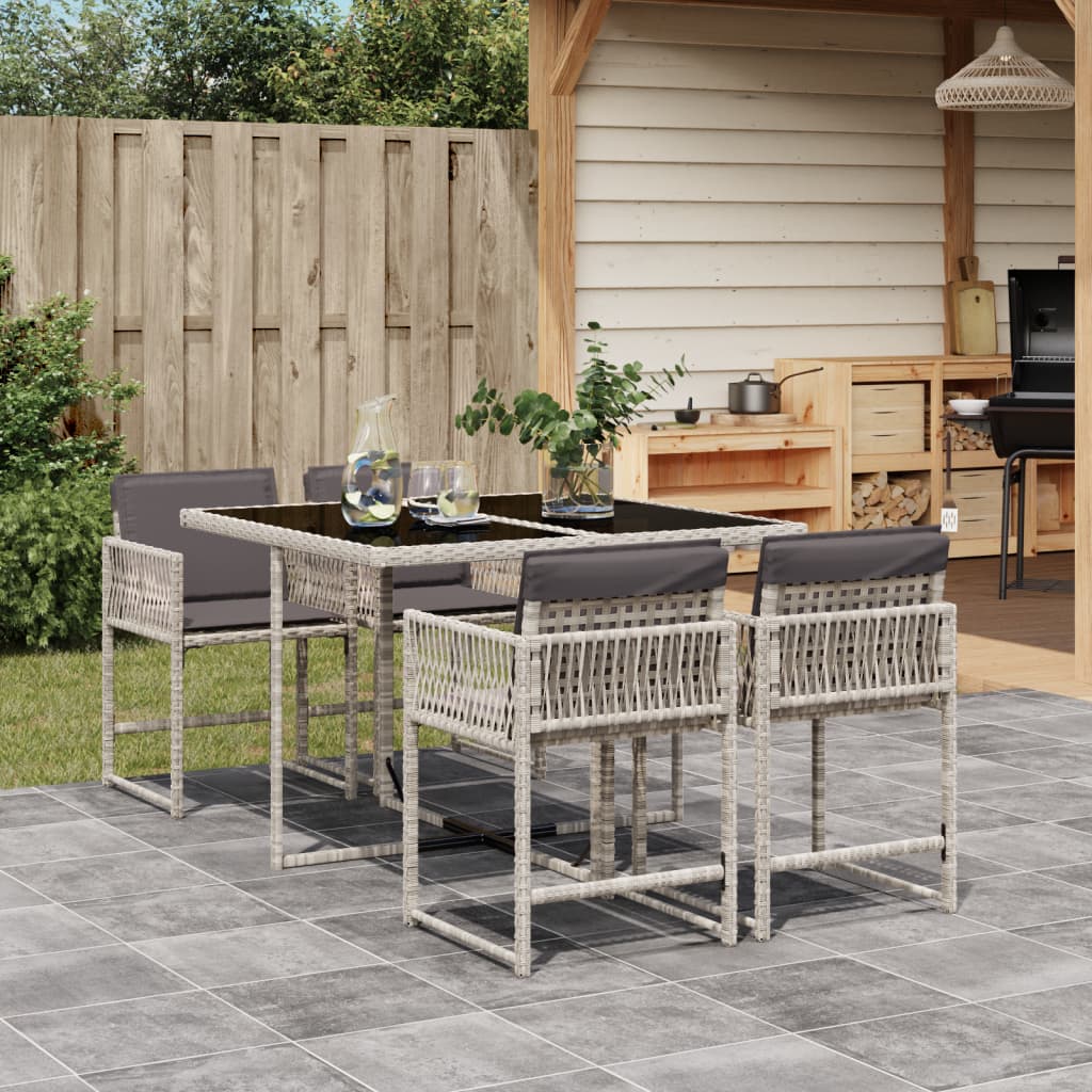Set De Comedor De Jardín 9 Pzas Y Cojines Ratán Sintético Negro