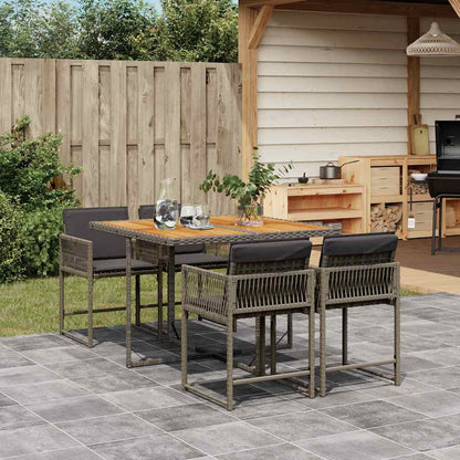 Set De Comedor De Jardín 9 Pzas Y Cojines Ratán Sintético Negro