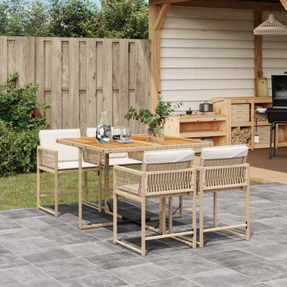 Set De Comedor De Jardín 9 Pzas Y Cojines Ratán Sintético Negro