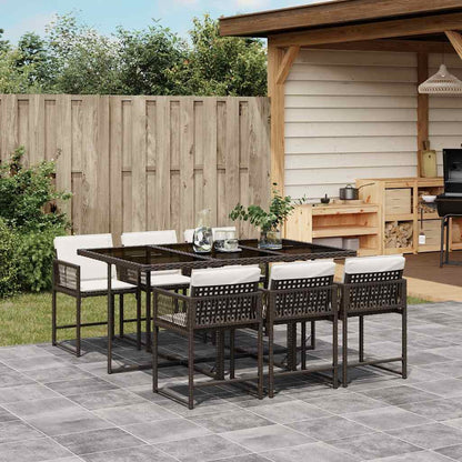 Set De Comedor De Jardín 9 Pzas Y Cojines Ratán Sintético Negro