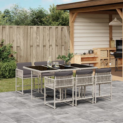 Set De Comedor De Jardín 9 Pzas Y Cojines Ratán Sintético Negro