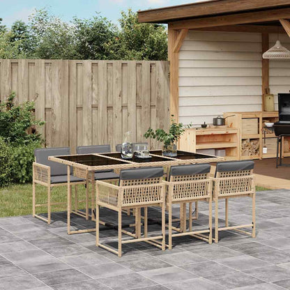 Set De Comedor De Jardín 9 Pzas Y Cojines Ratán Sintético Negro