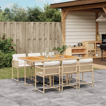 Set De Comedor De Jardín 9 Pzas Y Cojines Ratán Sintético Negro