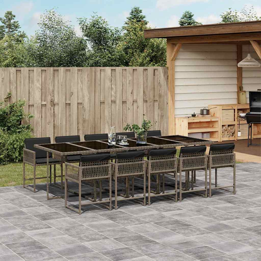 Set De Comedor De Jardín 9 Pzas Y Cojines Ratán Sintético Negro