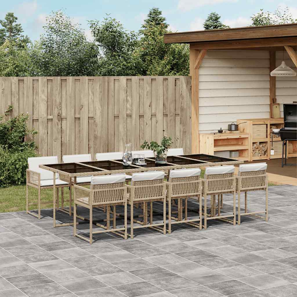 Set De Comedor De Jardín 9 Pzas Y Cojines Ratán Sintético Negro