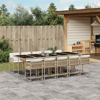 Set De Comedor De Jardín 9 Pzas Y Cojines Ratán Sintético Negro