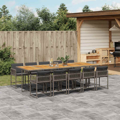 Set De Comedor De Jardín 9 Pzas Y Cojines Ratán Sintético Negro