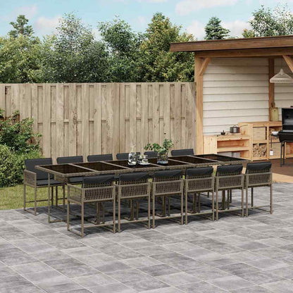 Set De Comedor De Jardín 9 Pzas Y Cojines Ratán Sintético Negro