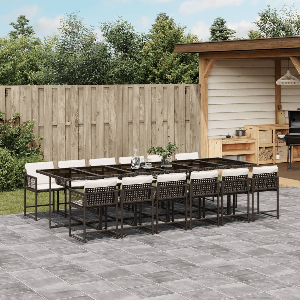 Set De Comedor De Jardín 9 Pzas Y Cojines Ratán Sintético Negro