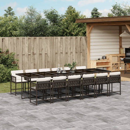 Set De Comedor De Jardín 9 Pzas Y Cojines Ratán Sintético Negro
