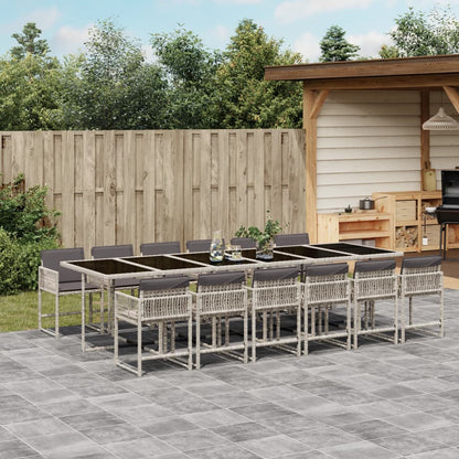 Set De Comedor De Jardín 9 Pzas Y Cojines Ratán Sintético Negro