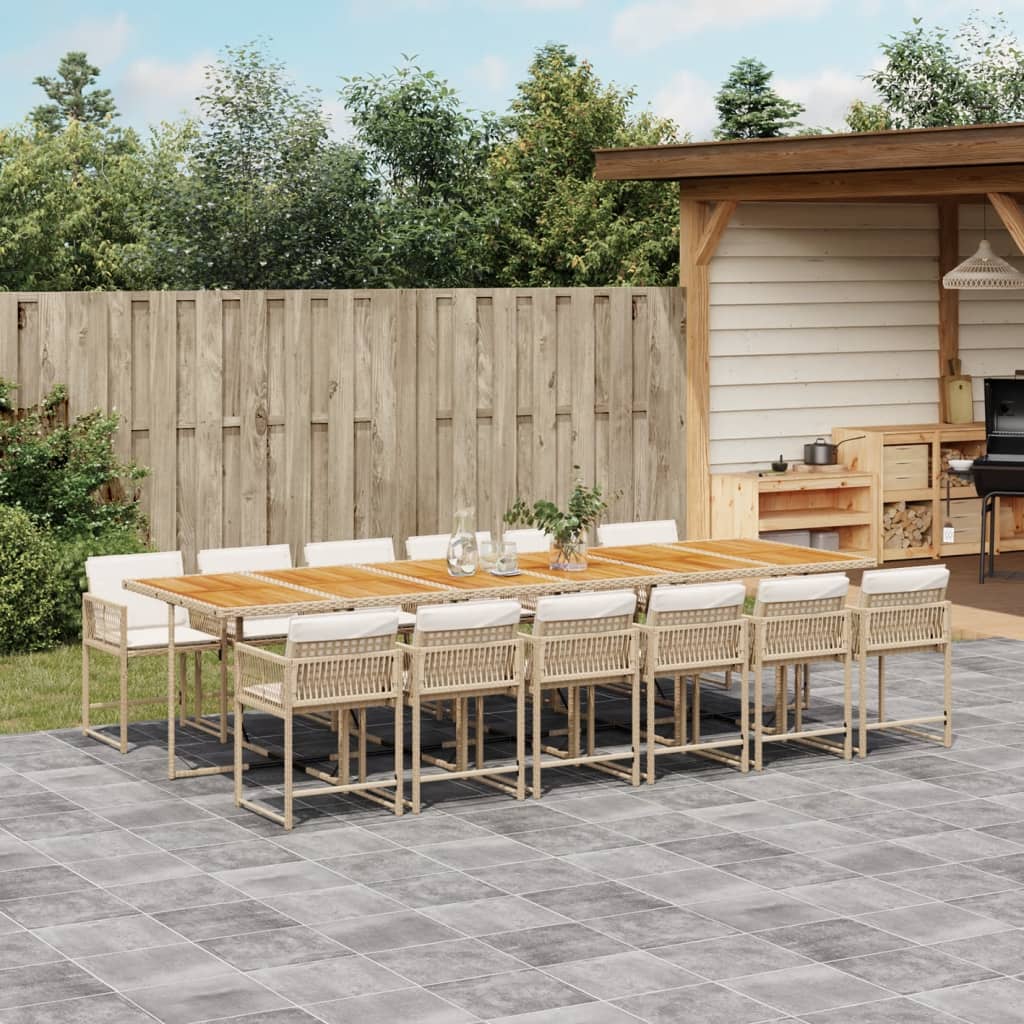 Set De Comedor De Jardín 9 Pzas Y Cojines Ratán Sintético Negro