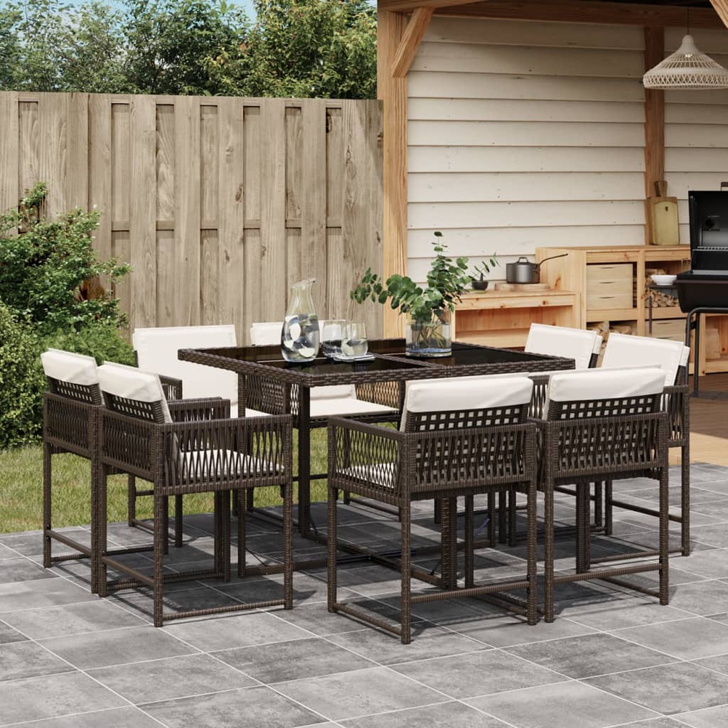 Set Comedor De Jardín Con Cojines 15 Pzas Ratán Sintético Negro