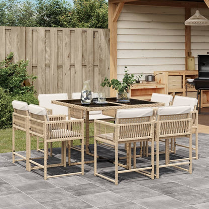 Set Comedor De Jardín Con Cojines 15 Pzas Ratán Sintético Negro