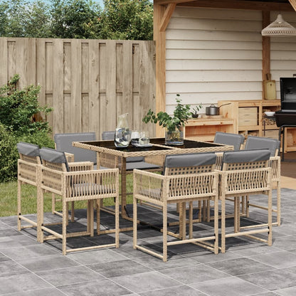 Set Comedor De Jardín Con Cojines 15 Pzas Ratán Sintético Negro