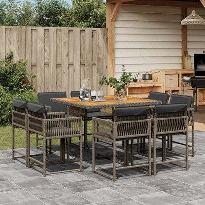 Set Comedor De Jardín Con Cojines 15 Pzas Ratán Sintético Negro