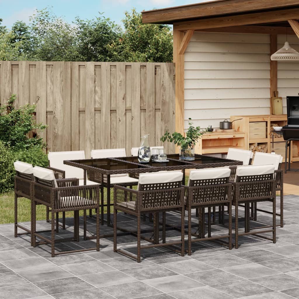 Set Comedor De Jardín Con Cojines 15 Pzas Ratán Sintético Negro