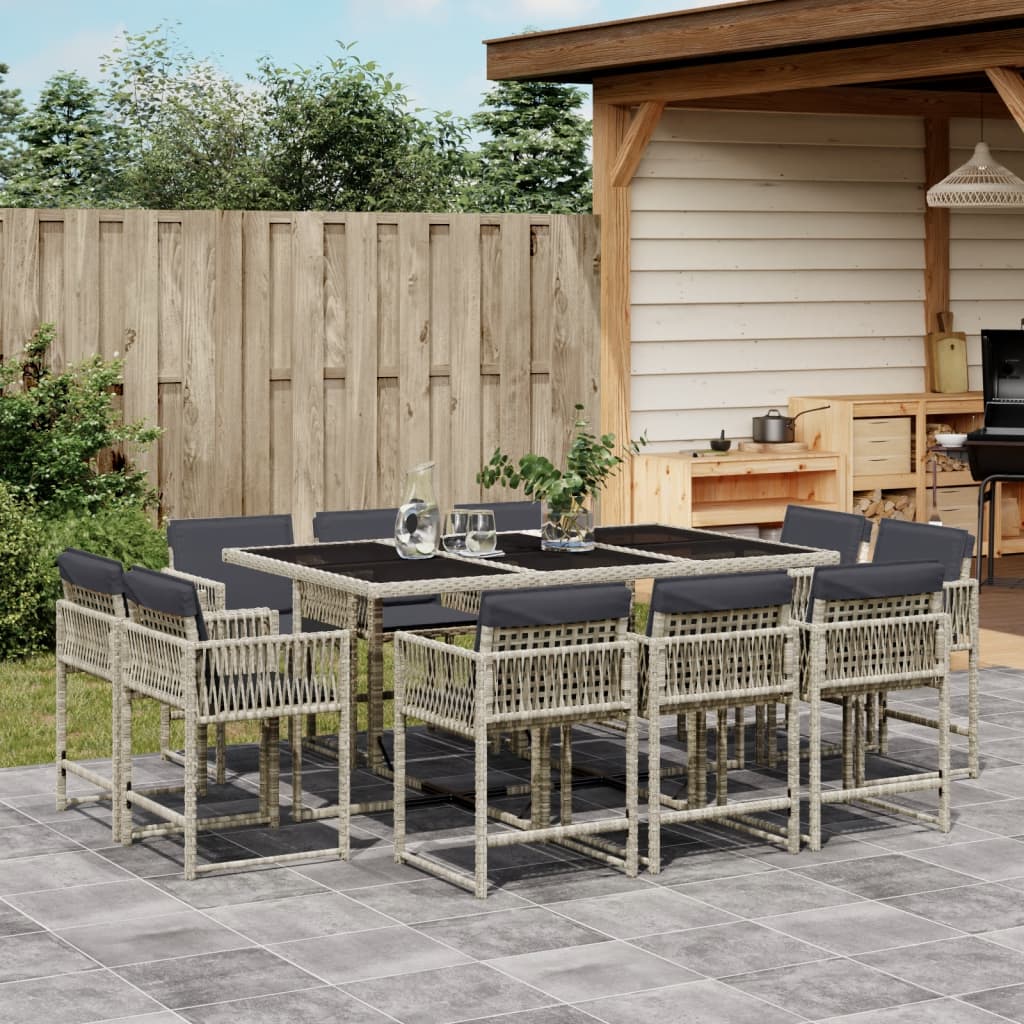 Set Comedor De Jardín Con Cojines 15 Pzas Ratán Sintético Negro
