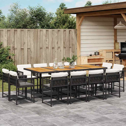 Set Comedor De Jardín Con Cojines 15 Pzas Ratán Sintético Negro