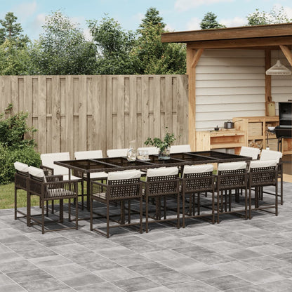 Set Comedor De Jardín Con Cojines 15 Pzas Ratán Sintético Negro