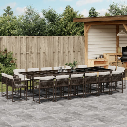 Set Comedor De Jardín Con Cojines 15 Pzas Ratán Sintético Negro