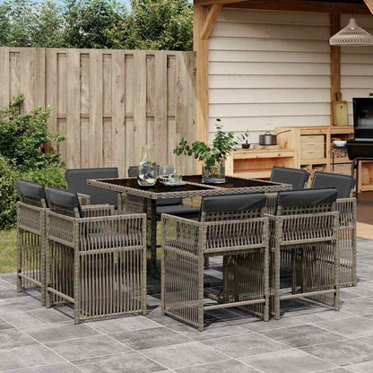 Set Comedor De Jardín 17 Pzas Y Cojines Ratán Sintético