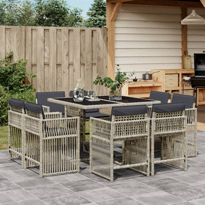 Set Comedor De Jardín 17 Pzas Y Cojines Ratán Sintético