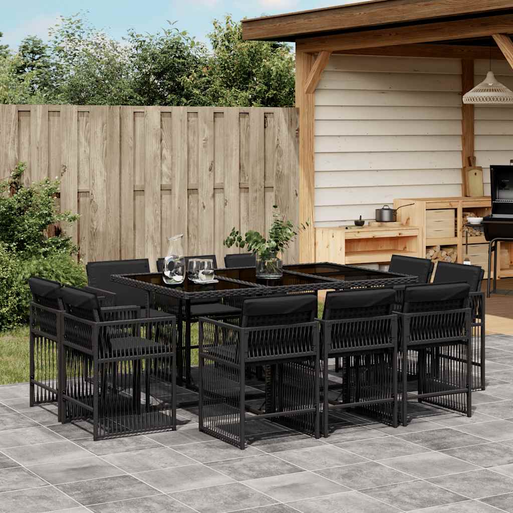 Set Comedor De Jardín 17 Pzas Y Cojines Ratán Sintético