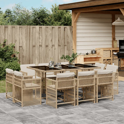 Set Comedor De Jardín 17 Pzas Y Cojines Ratán Sintético