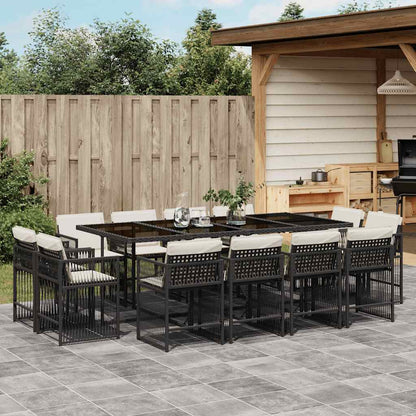 Set Comedor De Jardín 17 Pzas Y Cojines Ratán Sintético