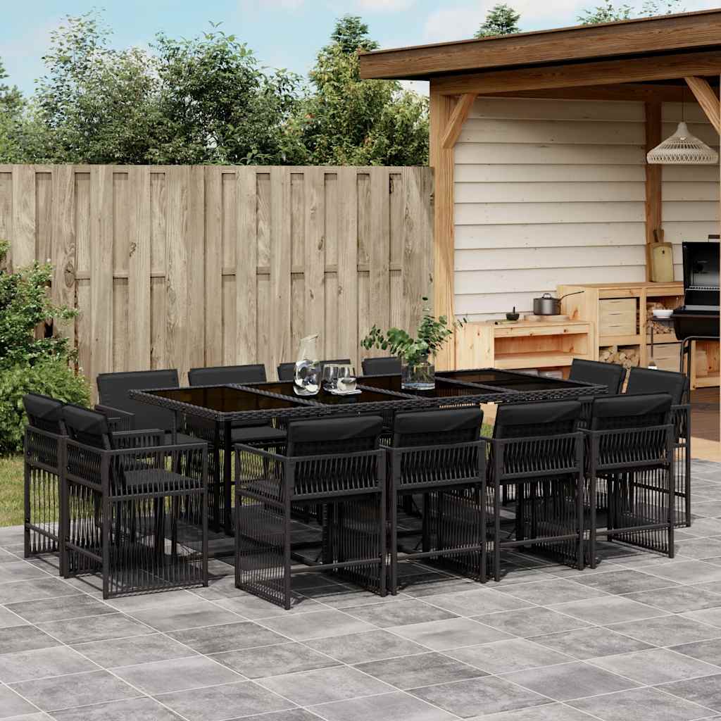 Set Comedor De Jardín 17 Pzas Y Cojines Ratán Sintético
