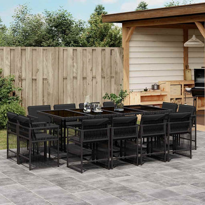 Set Comedor De Jardín 17 Pzas Y Cojines Ratán Sintético